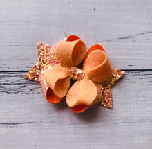 Load image into Gallery viewer, Peach Glitter Felt Posey Bow