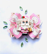 Load image into Gallery viewer, Christmas OOAK Pink Santa Large Clay bow