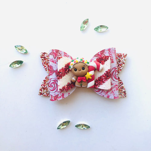 Christmas Gingerbread Medium  Clay bow